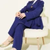 Belted Kimono Two-Piece Set Navy Blue wholesale clothing set view 2 - Hicabistan Turkey factory