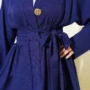 Belted Kimono Two-Piece Set Navy Blue wholesale clothing set view 4 - Hicabistan Turkey factory