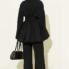 Belted Kimono Two-Piece Set Black wholesale clothing set view 3 - Hicabistan Turkey factory