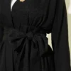 Belted Kimono Two-Piece Set Black wholesale clothing set view 4 - Hicabistan Turkey factory