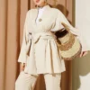 Belted Kimono Two-Piece Set Stone en gros clothing set view 2 - Hicabistan usine Turquie