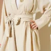 Belted Kimono Two-Piece Set Stone en gros clothing set view 4 - Hicabistan usine Turquie