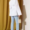 Self-Tie Front Gathered Tunic White al por mayor shirt view 3 - Hicabistan fábrica Turquía