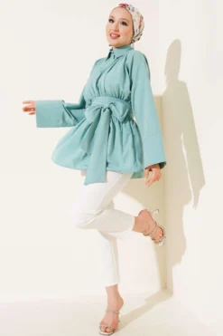 Alternative Ansicht von Self-Tie Front Gathered Tunic Mint