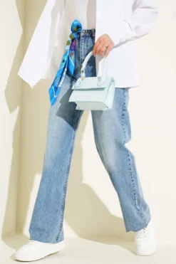 Cropped Loose Fit Denim Pants Light Blue
