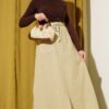 Linen Double Pocket Skirt Beige all'ingrosso skirt view 2 - Hicabistan fabbrica Turchia