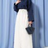 Linen Double Pocket Skirt Ecru en gros skirt view 2 - Hicabistan usine Turquie