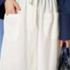 Linen Double Pocket Skirt Ecru en gros skirt view 4 - Hicabistan usine Turquie