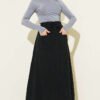Linen Double Pocket Skirt Black wholesale skirt view 2 - Hicabistan Turkey factory