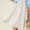 Linen Flared Skirt Beige