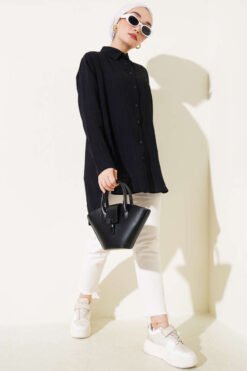 Vue alternative de Wrinkled Striped Shirt Black