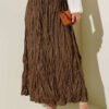 Wrinkled Pleated Skirt Tan al por mayor skirt - Hicabistan fábrica Turquía
