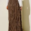 Wrinkled Pleated Skirt Tan wholesale skirt view 3 - Hicabistan Turkey factory