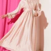Elastic Waist A-Line Dress Powder Pink