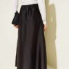 Elastic Waist Satin Skirt Brown all'ingrosso skirt view 3 - Hicabistan fabbrica Turchia