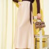 Elastic Waist Satin Skirt Beige all'ingrosso skirt - Hicabistan fabbrica Turchia