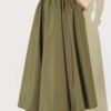 Flared Taffeta Skirt Khaki بالجملة skirt view 2 - Hicabistan مصنع تركيا