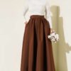 Flared Taffeta Skirt Brown wholesale skirt view 2 - Hicabistan Turkey factory