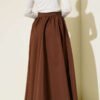 Flared Taffeta Skirt Brown wholesale skirt view 3 - Hicabistan Turkey factory