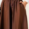 Flared Taffeta Skirt Brown wholesale skirt view 4 - Hicabistan Turkey factory