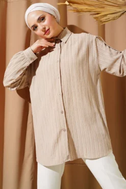 Shirt with Epaulets Beige