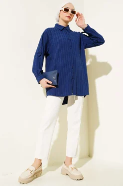 Alternative view of Shirt with Epaulets Navy Blue
