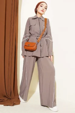 Belted Two-Piece Set Mink
