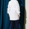 Ruffled Sleeve Tie Waist Shirt White wholesale shirt view 3 - Hicabistan Turkey factory