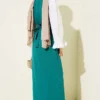 Dress with Waist Tie and Sleeve Details Green al por mayor dress view 3 - Hicabistan fábrica Turquía