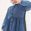 Elastic Cuff Metal Button Denim Dress wholesale dress view 2 - Hicabistan Turkey factory