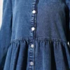 Elastic Cuff Metal Button Denim Dress wholesale dress view 4 - Hicabistan Turkey factory