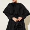 Dress with Elastic Cuffs and Cape Black wholesale dress view 2 - Hicabistan Turkey factory