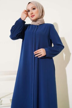 Alternative Ansicht von Pleated Stone Detail Abaya Indigo