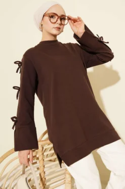 Bow Detail Tunic Brown