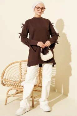 Vista alternativa de Bow Detail Tunic Brown
