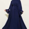 Embroidered Sleeve Abaya Navy Blue