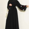 Embroidered Sleeve Abaya Black