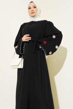 Vista alternativa de Embroidered Sleeve Abaya Black