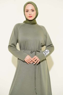منظر بديل لـ Arm Patch Belted Loisha Dress