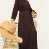 Arm Patch Belted Loisha Dress Brown