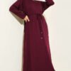 Arm Patch Belted Loisha Dress Plum