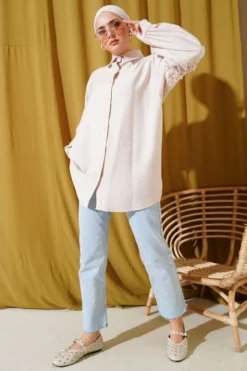 Alternative view of Shirt with Pearl Detail Beige
