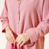 Batwing Sleeve Oversized Shirt with Necklace Powder Pink wholesale shirt view 4 - Hicabistan Turkey factory