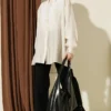 Oversized Shirt Beige en gros shirt view 2 - Hicabistan usine Turquie