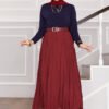 Kraş Modest Skirt Burgundy wholesale skirt - Hicabistan Turkey factory