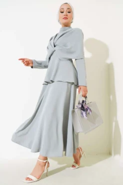 Alternative view of Crepe Skirt Set Grey