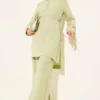 Crinkled Half-Zip Two-Piece Set