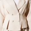 Buttoned Double Set with Wrap Collar and Skirt Beige all'ingrosso clothing set view 4 - Hicabistan fabbrica Turchia