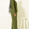 Cross Neckline Gold Button Two-Piece Set Khaki wholesale clothing set view 3 - Hicabistan Turkey factory