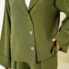 Cross Neckline Gold Button Two-Piece Set Khaki wholesale clothing set view 4 - Hicabistan Turkey factory